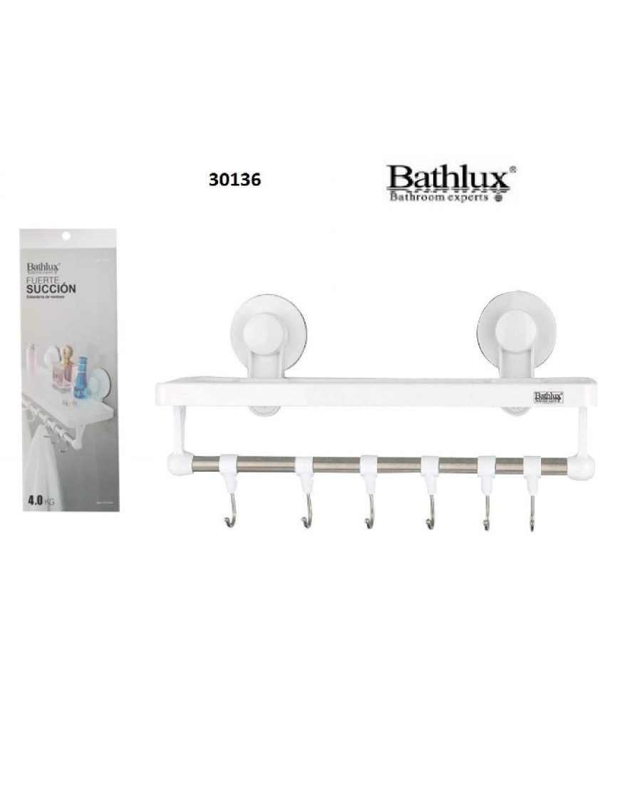 Bathlux 30136 вешалка на вакуумной присоске, с крючками